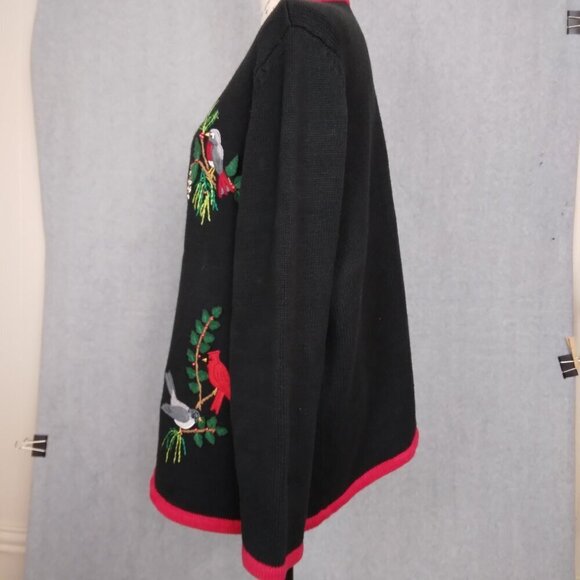 Vintage Cardinal Black Cardigan Sweater Songbird | Size XL - Picture 3 of 8